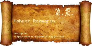 Mahrer Rozmarin névjegykártya